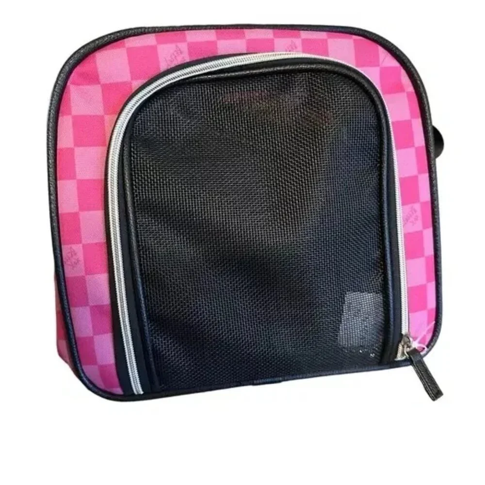 Betsey Johnson Kitsch Pink Checker Pet Carrier Small Dogs Cats Rabbits To 16 lbs